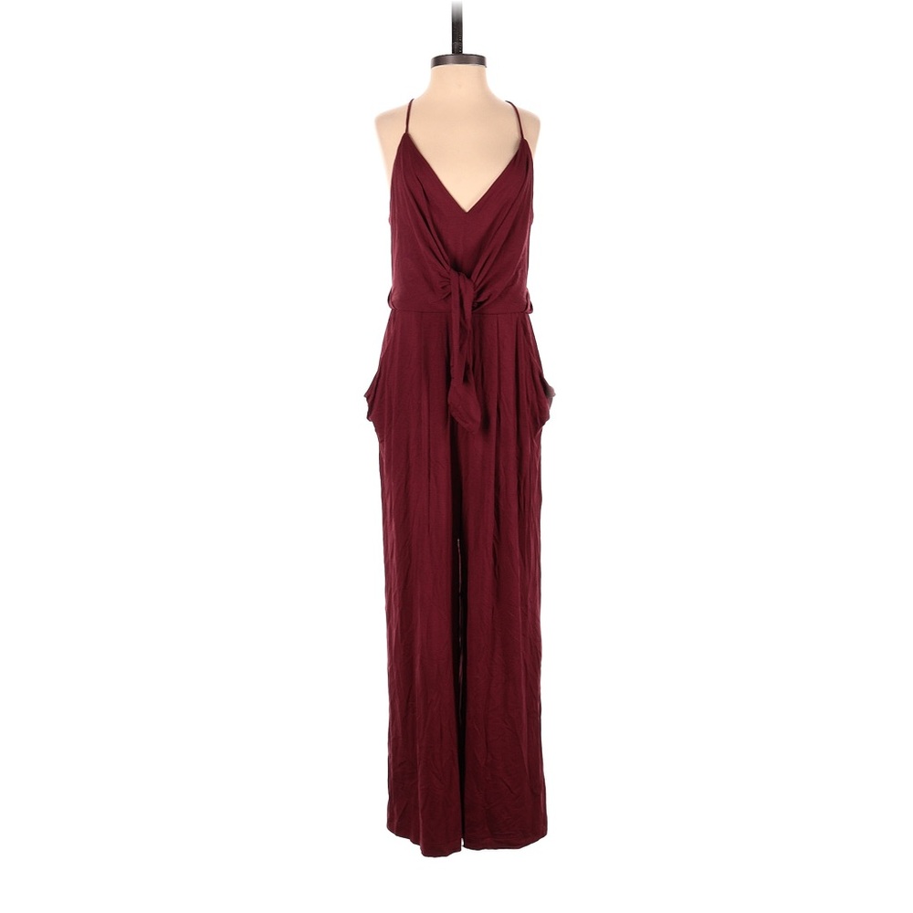 Anthropologie Moulinette Souers Willa Tie-waist Burgundy Jumpsuit